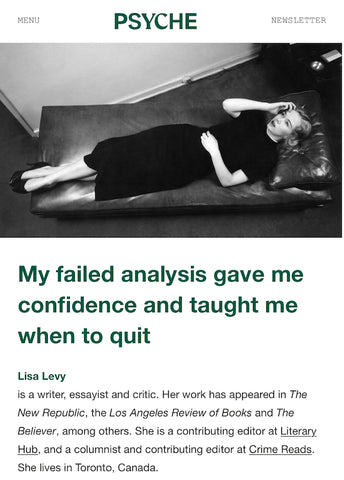New Essay from Instructor Lisa Levy in Psyche!