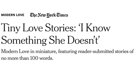 Workshop Alum Missy Snapp Published in Modern Love's Tiny Love Stories at The New York Times